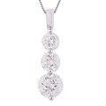 14k White Gold 2ct TDW Diamond 3-stone Necklace