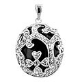 Silvertone Designer Drop-style Onyx CZ Pendant