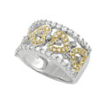 Sterling Silver CZ Two-tone Hearts Ring