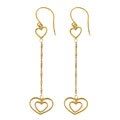 14k Yellow Gold Dangle Heart Hook Earrings