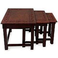 'Colonial Guard' Mahogany and Leather Tables (set of 3)(Peru)