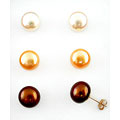 DaVonna 14k Gold Brown, White, Golden Pearl Studs