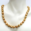 10k Yellow Gold Golden Freshwater Pearl Necklace (10-11 mm)