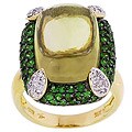 Encore by Le Vian 14k Gold Lemon Quartz/ Tsavorite/ 1/6ct TDW Diamond Ring
