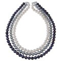 DaVonna White/ Grey/ Black FW Pearl Tri-stand Necklace (9-10 mm)