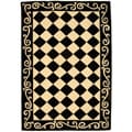 Hand-hooked Diamond Black/ Ivory Wool Rug (3'9 x 5'9)