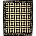 Hand-hooked Diamond Black/ Ivory Wool Rug (7'9 x 9'9)