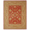 Handmade Traditional Mahal Ancestry Red/ Ivory Wool Rug (9' x 12')