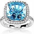 14k White Gold 1/3ct TDW Diamond Blue Topaz Ring