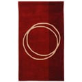 Handmade Rodeo Drive Circle of Life Red/ Ivory N.Z. Wool Rug (2'6 x 4'6)