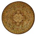 Handmade Classic Royal Beige/ Olive Wool Rug (6' Round)