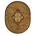 Handmade Classic Royal Beige/ Olive Wool Rug (7'6 x 9'6 Oval)