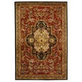 Handmade Classic Royal Red/ Black Wool Rug (5' x 8')