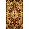Handmade Classic Juliette Rust/ Green Wool Rug (3' x 5')