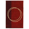 Handmade Rodeo Drive Circle of Life Red/ Ivory N.Z. Wool Rug (5' x 8')