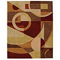 Handmade Rodeo Drive Deco Beige/ Multi N.Z. Wool Rug (7'6 x 9'6)