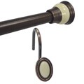 Finial Rubbed Bronze Shower Rod and Hook Set
