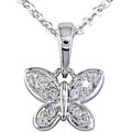 10k White Gold Diamond Butterfly Necklace
