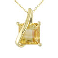10k Yellow Gold Square Citrine Necklace