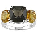 Sterling Silver Smokey Quartz and Citrine Ring