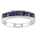 10k White Gold Square Blue Sapphire Ring