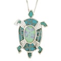 Sterling Silver Opal and Turquoise Turtle Necklace