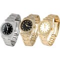 Geneva Men's Rhinestone Accent Metal Link Watch