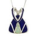 Sterling Silver Opal and Lapis Slide Necklace