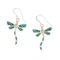Sterling Silver Turquoise Opal Dragonfly Earrings