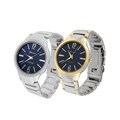 Geneva Platinum Men's Round Bezel Link Watch