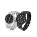 Geneva Platinum Men's Round Bezel Link Watch