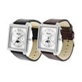 Geneva Platinum Men's Leather Band Watch