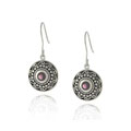 Glitzy Rocks Sterling Silver Genuine Garnet Dangle Earrings
