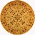 Handmade Tribal Ivory/ Gold Wool Rug (6' Round)