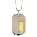 Steel and 18k Gold Diamond Dog Tag Necklace