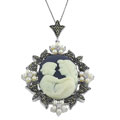 Sterling Silver Cameo Necklace of mother and child