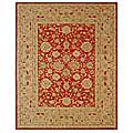 Handmade Traditional Mahal Ancestry Red/ Ivory Wool Rug (9'6 x 13'6)