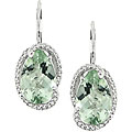 14k Gold Green Quartz and 1/3ct TDW Diamond Earrings (H-I, I1-I2)
