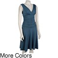 Ruby Women's V-neck Dress with Elastic Shirring