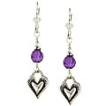 Charming Life Sterling Silver Amethyst Heart Charm Earrings