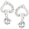 Silvertone CZ Upside-down Heart Earrings