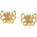 10k Two-tone Gold Butterfly Stud Earrings