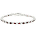 Silvertone Red Cubic Zirconia Tennis Bracelet