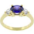 Goldtone Oval-cut Purple Cubic Zirconia Ring
