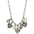 Charming Life Sterling Silver Multi-heart Charm Fringe Necklace