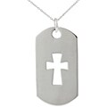 Sterling Silver Open Cross ID Tag Necklace