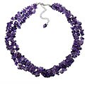 Stonique Creations Sterling Silver 3-strand Amethyst Chip Necklace