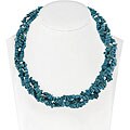 Glitzy Rocks Sterling Silver 3-strand Turquoise Chip Necklace