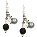 Charming Life Sterling Silver Onyx Pearl Crystal Earrings
