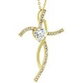 Goldtone Curved Cross Cubic Zirconia Necklace